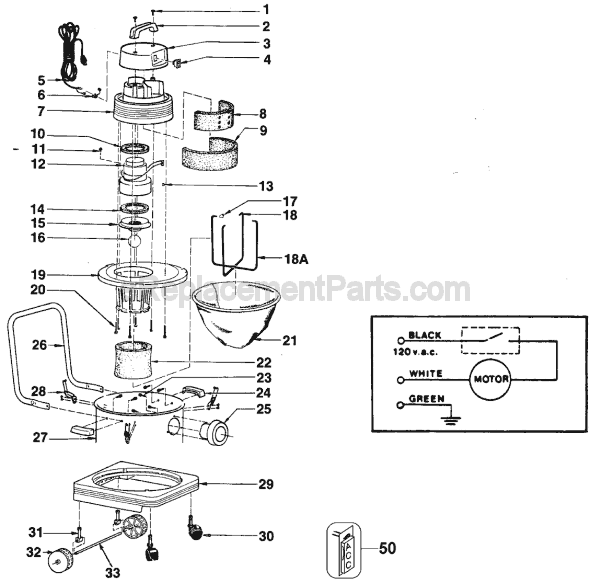 Porter Cable 6633 Type 2 10 Gal. Vacuum Cleaner Page A Diagram