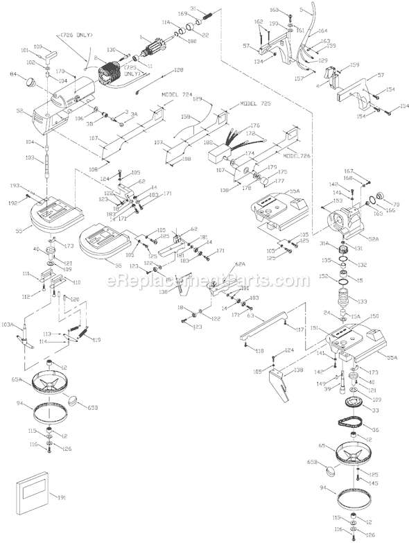 Porter Cable 724 Type 1 Band Saw Page A Diagram