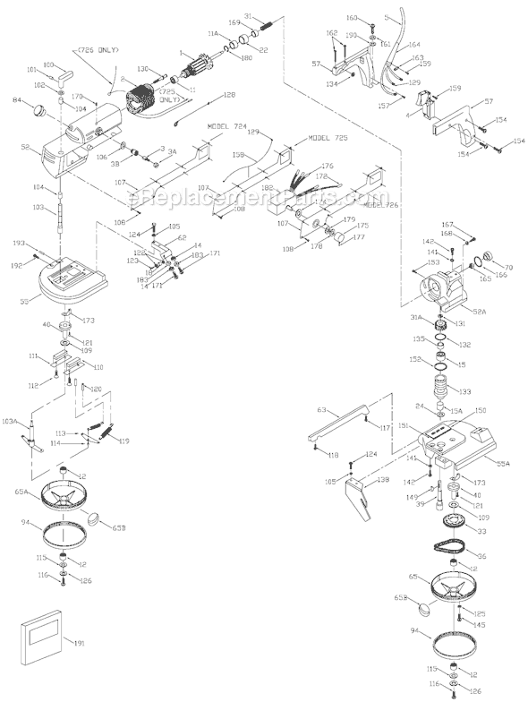 Porter Cable 724 Type 2 Band Saw Page A Diagram