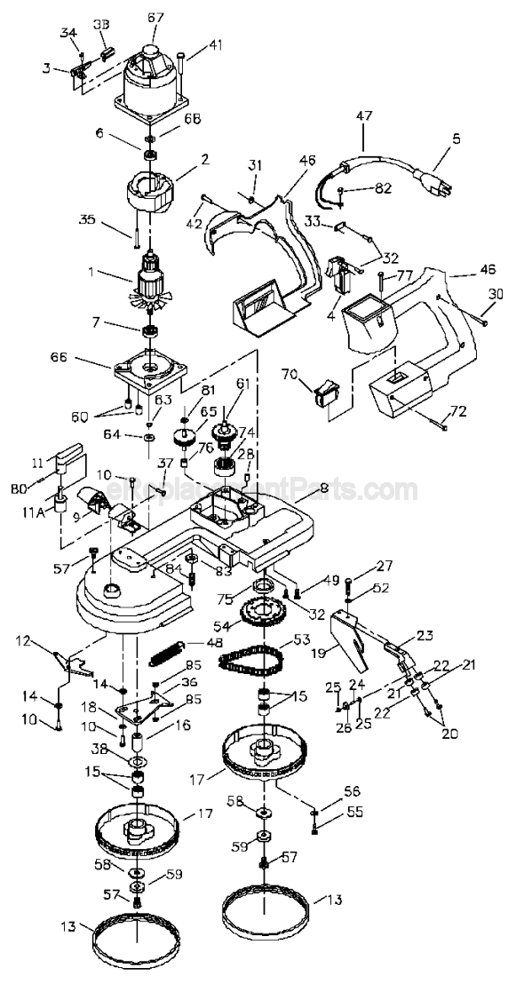 Porter Cable 7723 TYPE 1 Porta-Band Band Saw Page A Diagram