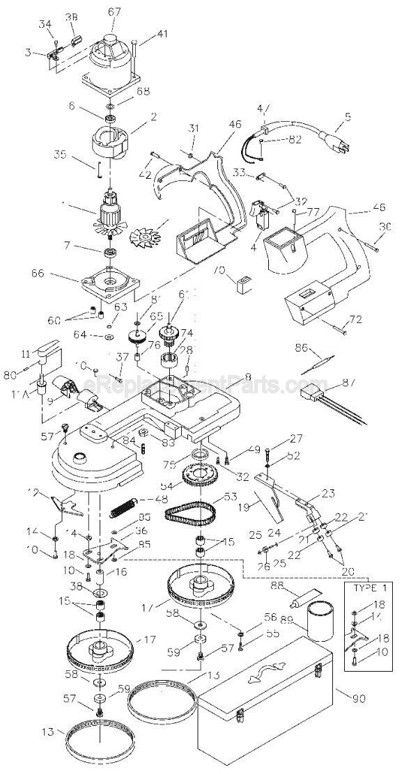 Porter Cable 7724 TYPE 1 Portable Band Saw Page A Diagram