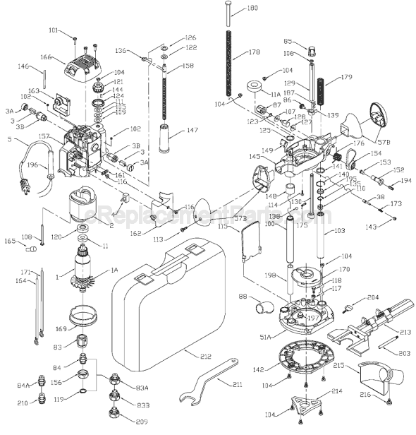 Porter Cable 8529 TYPE 1 Plunge Router Page A Diagram