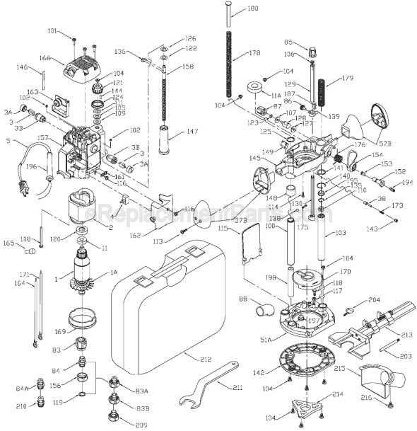 Porter Cable 8529 TYPE 2 Plunge Router Page A Diagram