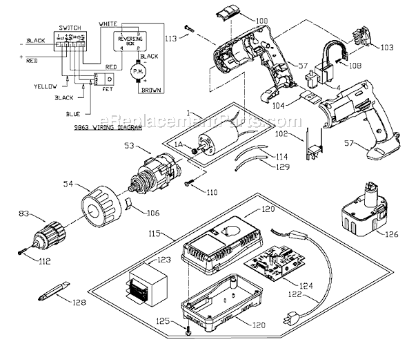 Porter Cable 863 Type 1 12v PH Cordless Drill Page A Diagram