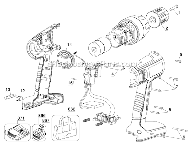 Black and Decker BD14PSK Type 1 14.4V Smart Select Cordless Drill Page A Diagram