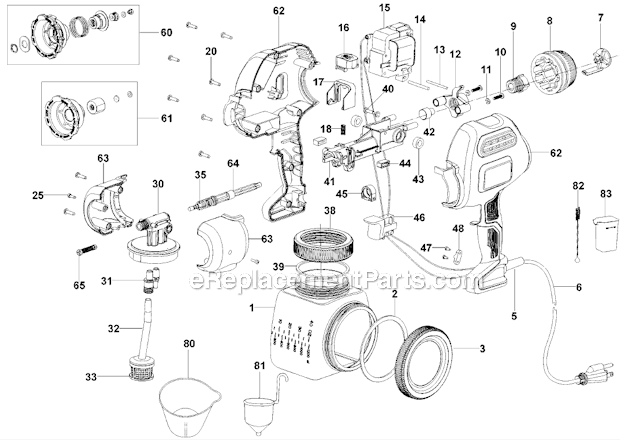 Black and Decker BDPS200 Type 1 Paint Sprayer with Side Fill Page A Diagram