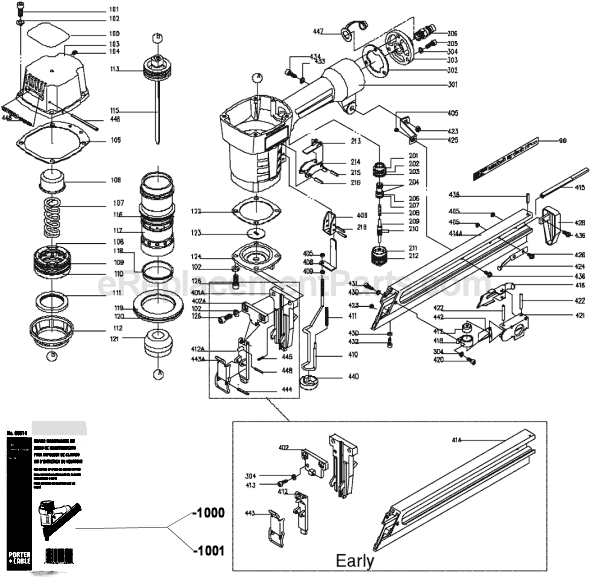 Porter Cable DA250 15 Gauge Angle Nailer Page A Diagram