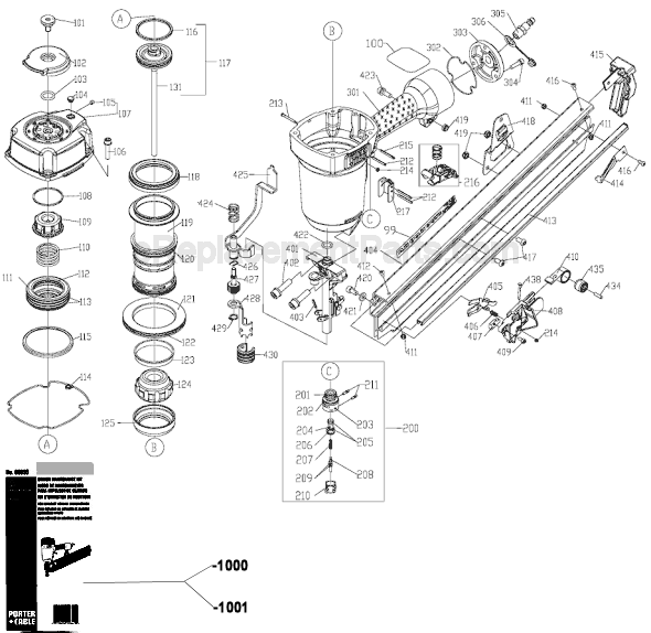 Porter Cable FR350A Round Head Framing Nailer Page A Diagram