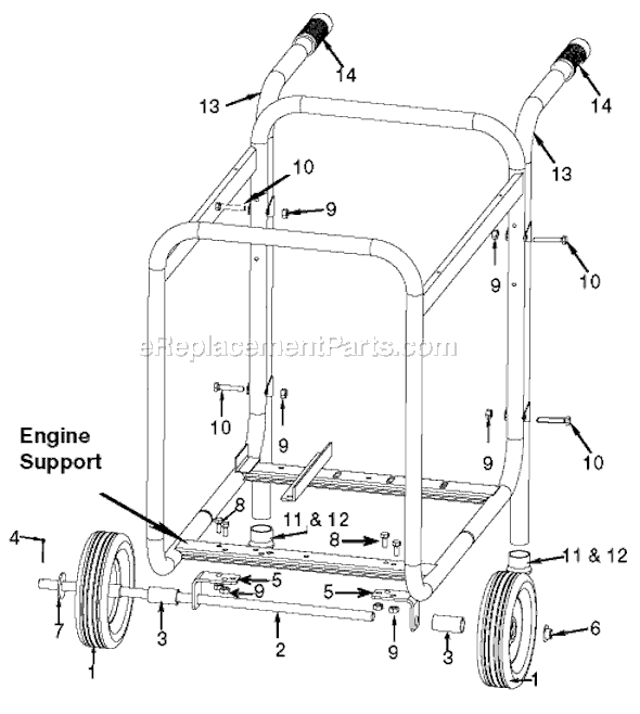 Porter Cable GA100 Type 1 Wheel / Handle Kit Page A Diagram