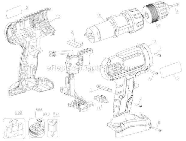 Black and Decker GC1800 Type 1 18V EPP DRILL Page A Diagram