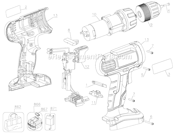 Black and Decker GC1800 Type 2 18V EPP DRILL Page A Diagram