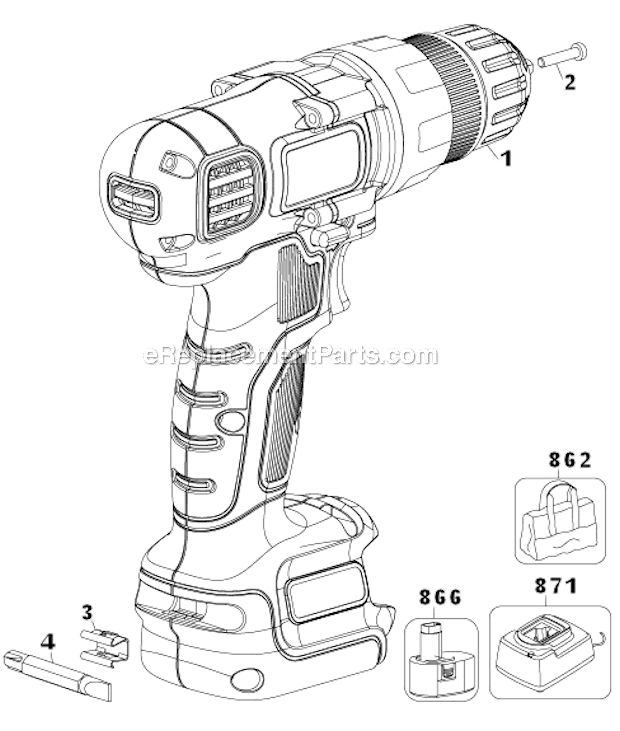 Black and Decker LDX112PK (Type 1) 12V Lithium Cordless Drill Project Page A Diagram