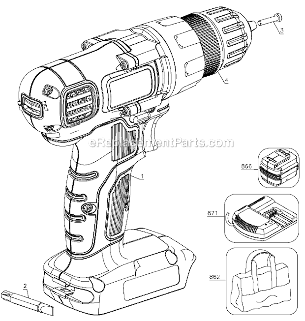 Black and Decker LDX120PK (Type 1) 20V Lithium Cordless Drill Project Page A Diagram