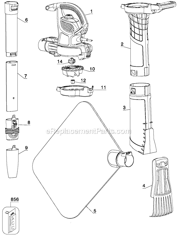 Black and Decker LH4500 Type 2 120 Volt Blower Vacuum Page A Diagram