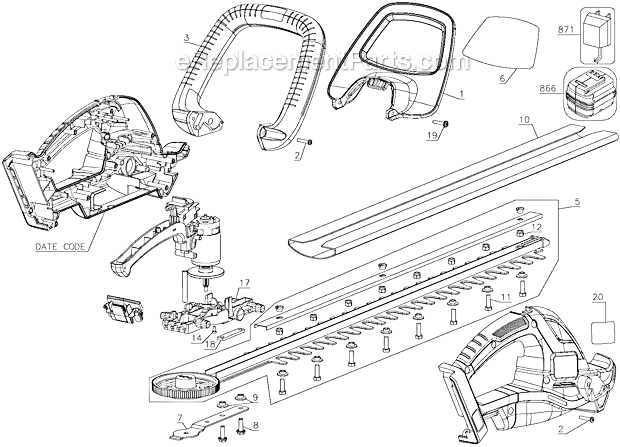 Black and Decker LHT2436 Type 1 36V Hedge Trimmer Page A Diagram