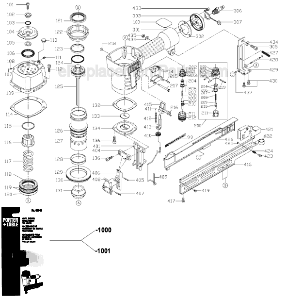 Porter Cable MS200 TYPE 2 16 Gauge Medium Crown Stapler Page A Diagram