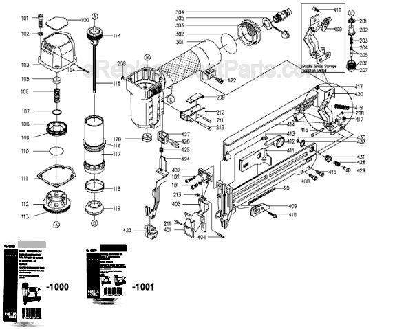 Porter Cable NS150 Narrow Crown Stapler Page A Diagram