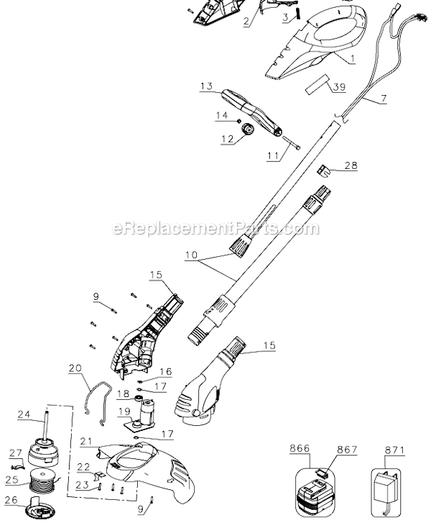 Black and Decker NST2018G (Type 1) 18V String Trimmer Page A Diagram