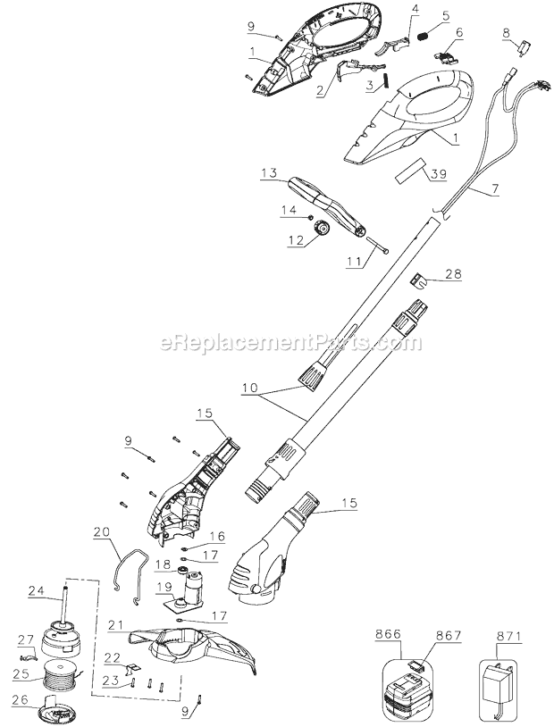 Black and Decker NST2018 Type 7 18V String Trimmer Page A Diagram