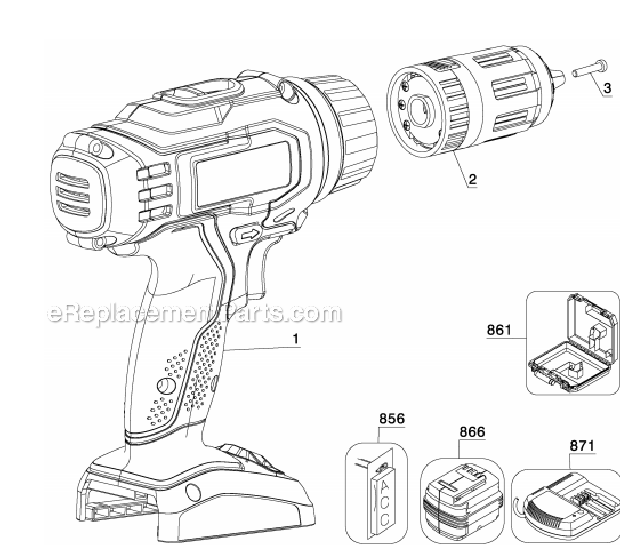 Porter Cable PC180HDK-2 (1) PC 18V Hammer Drill Kit Page A Diagram