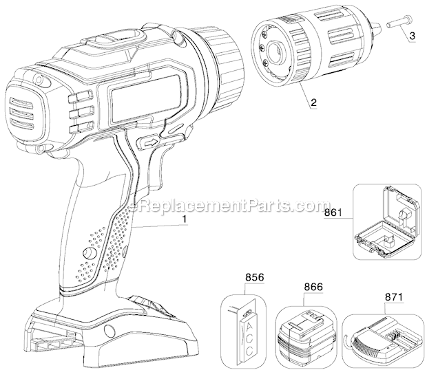 Porter Cable PC18HD (Type 1) 18V Hammer Drill Page A Diagram