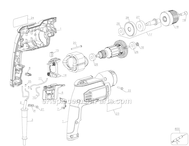 Porter Cable PC600D Type 1 3/8 Electric Drill Page A Diagram