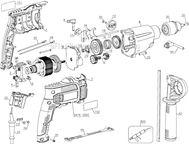 Porter Cable PC70THD Type 1 2 Speed Hammer Drill Page A Diagram