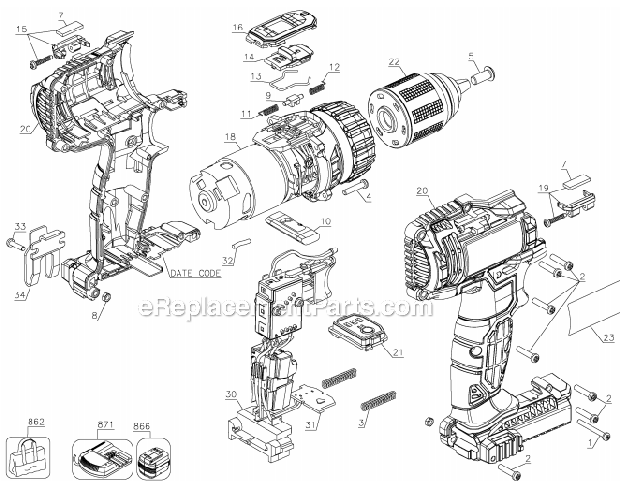 Porter Cable PCC620LB 20V Hammer Drill Kit Page A Diagram