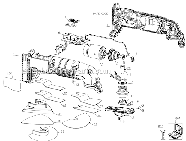 Porter Cable PCC710B (Type 1) 20V Oscillating Tool Page A Diagram