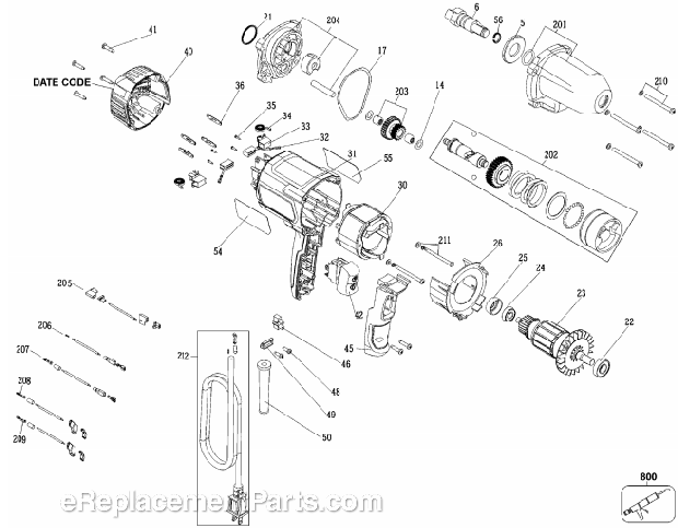 Porter Cable PCE210 1/2 in. Impact Wrench Page A Diagram