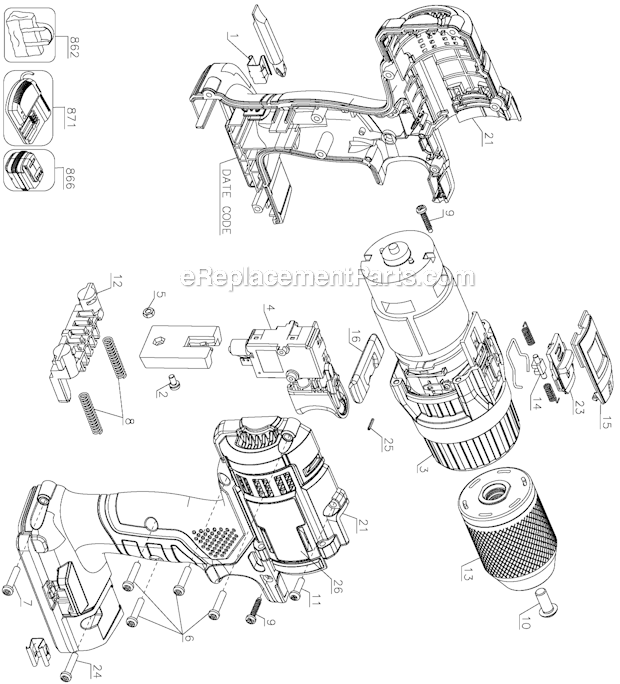Porter Cable PCL180CD 18V Drill Page A Diagram