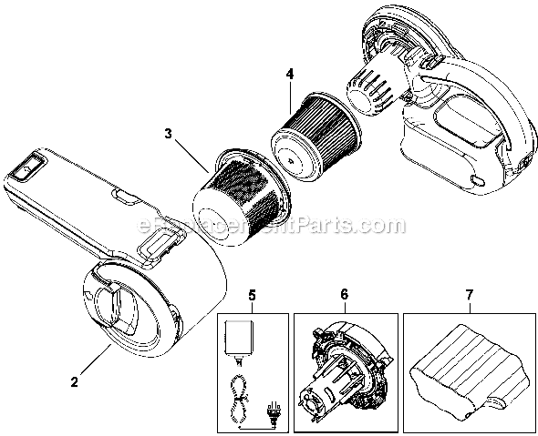 Black and Decker PHV1810 Type 1 Cordless 18V Pivoting Hand Vac Page A Diagram