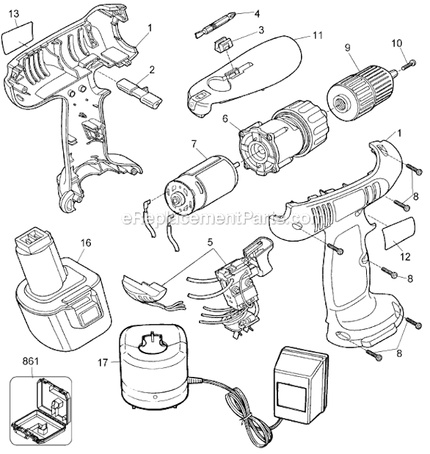Black and Decker PS3500K-2 (Type 1A) 12V Cordless Drill Mid. 2 Batt. Kit Page A Diagram