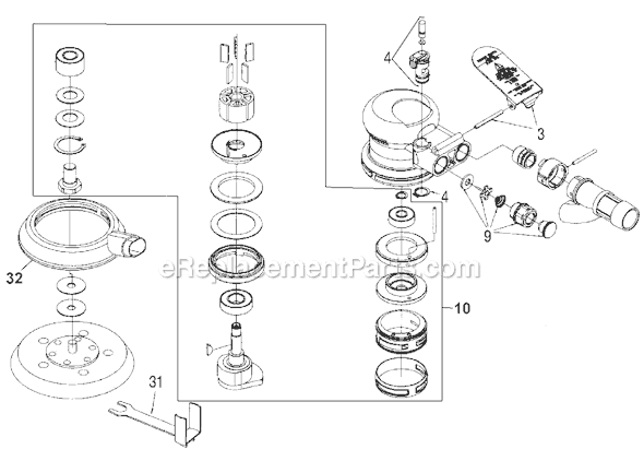 Porter Cable PTS6 Type 1 5" Pneumatic Random Orbit Sander Page A Diagram