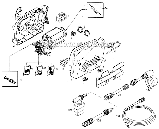 Porter Cable PW1350-B2C (Type 1) Electric Pressure Washer Page A Diagram
