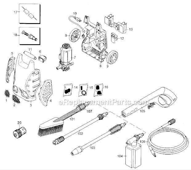Black and Decker PW1550-B2 (Type 1) Electric Pressure Washer Page A Diagram