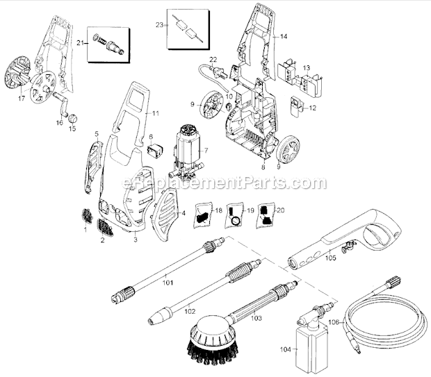 Black and Decker PW1700-B2 (Type 1) Electric Pressure Washer Page A Diagram