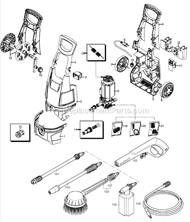 Black and Decker PW1700-B2 (Type 2) Electric Pressure Washer Page A Diagram
