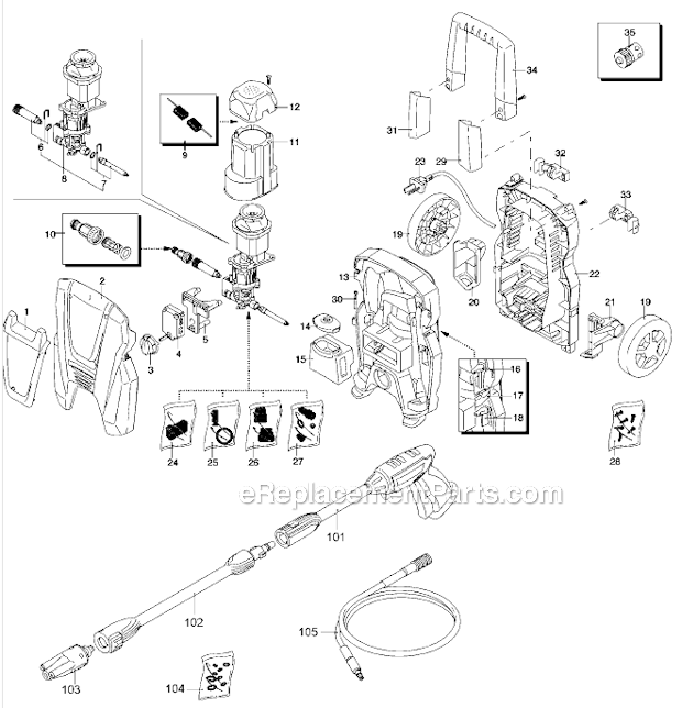 Black and Decker PW18-B2C (Type 1) 1500W Electric Pressure Washer Page A Diagram