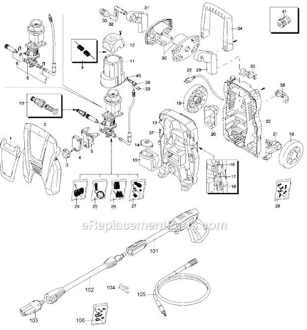 Black and Decker PW19-B2C (Type 1) 1700W Electric Pressure Washer Page A Diagram