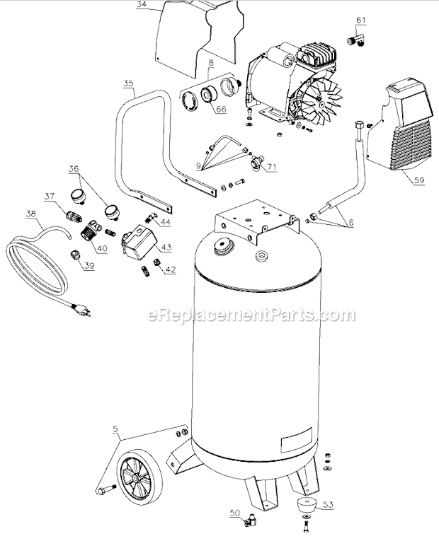 Porter Cable PXCMF226VW Type 0 1.5 HP Compressor Page A Diagram