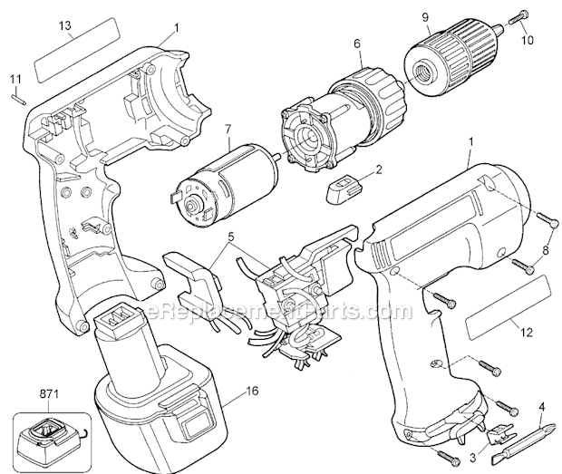 Black and Decker Q120K (Type 1) 12V Mh Drill Kit Page A Diagram