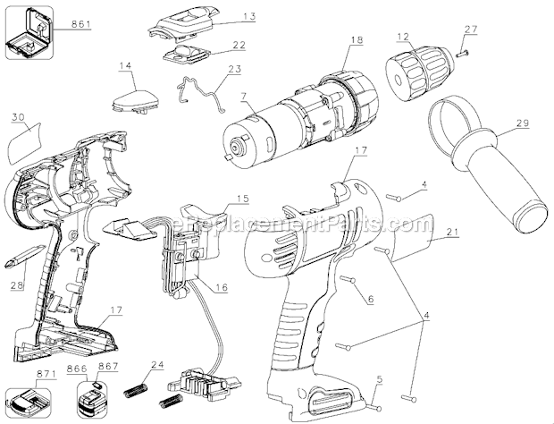Black and Decker QP180K-2 (Type 2) 18V Hammer Drill Page A Diagram