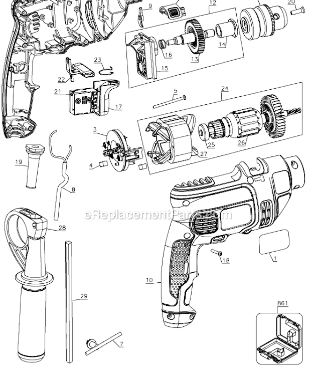 Black and Decker TM505BS-B2C (Type 1) 3/8 Hammer Drill Page A Diagram