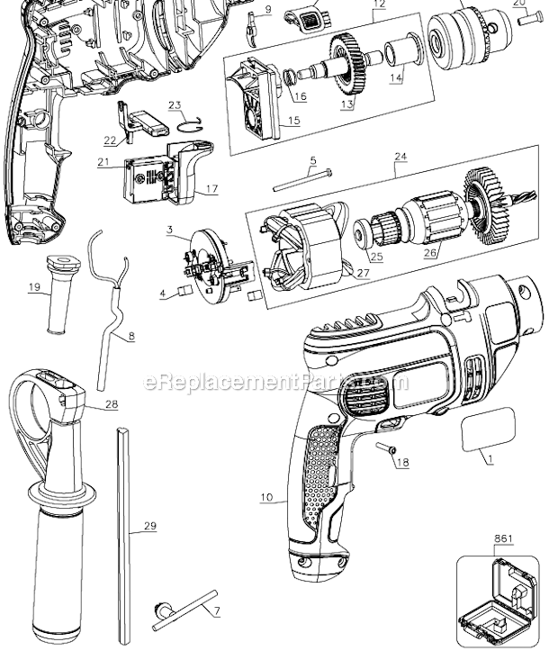 Black and Decker TM505KV-B2C (Type 1) 3/8 Hammer Drill Page A Diagram