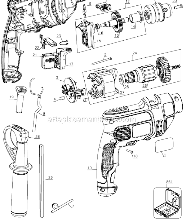 Black and Decker TM505KV-B2 (Type 1) 3/8 Hammer Drill Page A Diagram