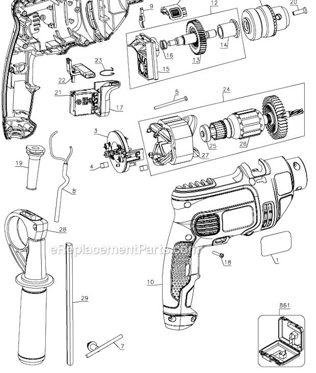Black and Decker TM550KP-B2 (Type 1) 1/2 Hammer Drill Page A Diagram