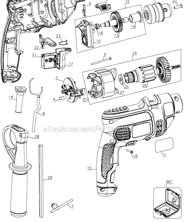 Black and Decker TM550KR-B2C (Type 1) 1/2 Hammer Drill Page A Diagram