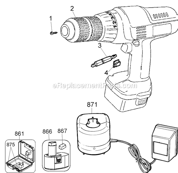 Black and Decker TV260K-2 (Type 1) 14.4V Mstr Mechanic Drill Page A Diagram