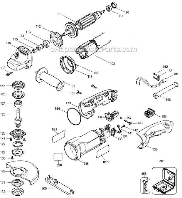 Black and Decker TV810K (Type 2) 4-1/2 Angle Grinder Kit Page A Diagram